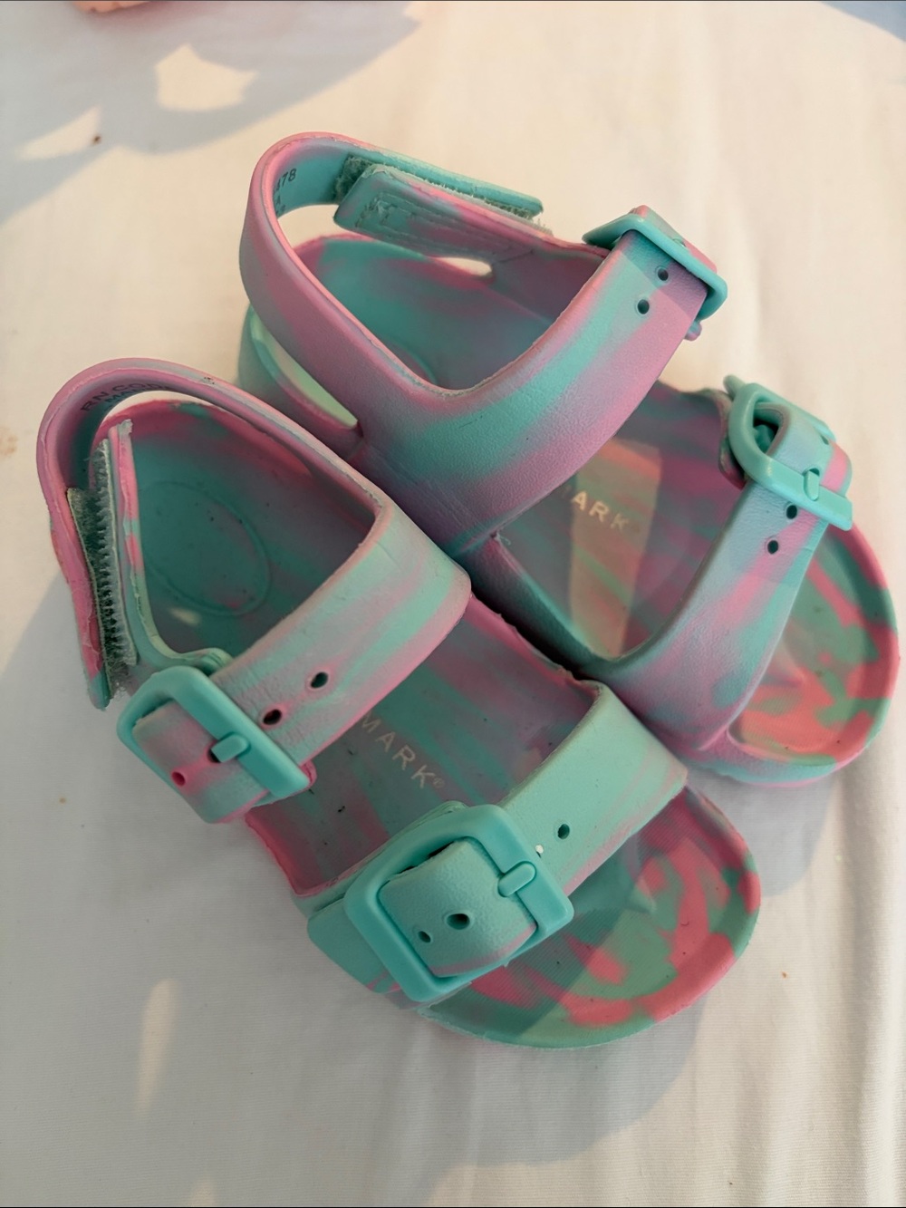 Primark Pink & Teal Kids Buckle Sandals